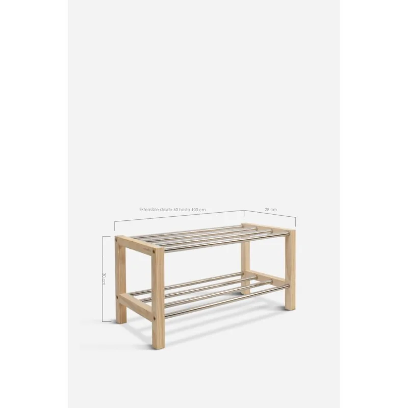 Zapatero Extensible de Madera y Metal Onir | Medidas