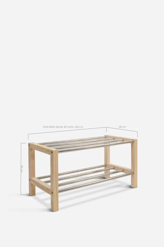 Zapatero Extensible de Madera y Metal Onir | Medidas
