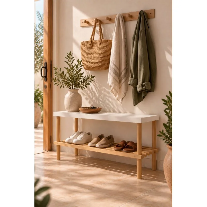 Zapatero de Bambú y Madera Luan – 2 Niveles | Ambiente