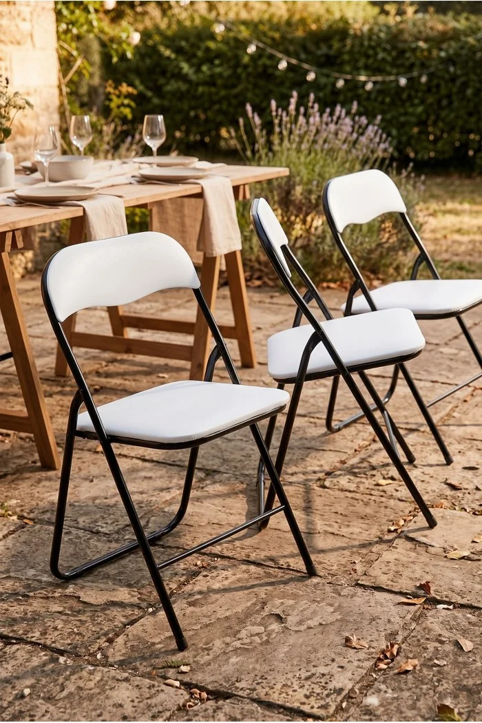 Silla de metal plegable acolchada Roxy Classic Noir