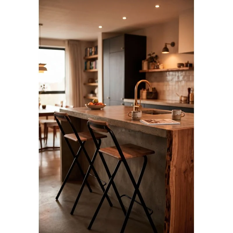 Taburete plegable alto Lur | Taburete plegable con respaldo