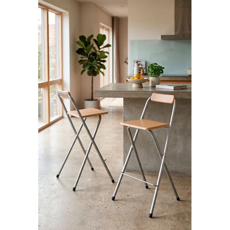 Taburete plegable alto Lur | Taburete plegable con respaldo