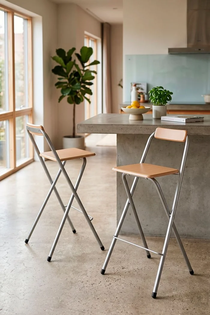 Taburete plegable alto Lur | Taburete plegable con respaldo