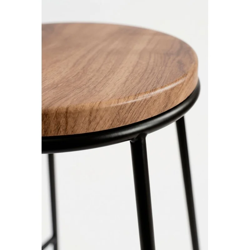 Taburete Alto Industrial Madera y Metal