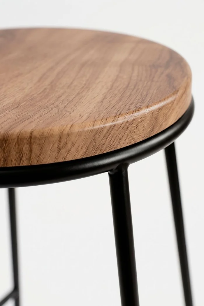 Taburete Alto Industrial Madera y Metal