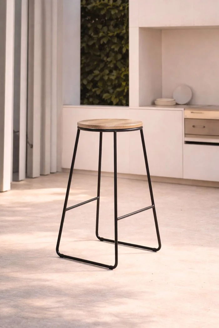 Taburete Alto Industrial Madera y Metal