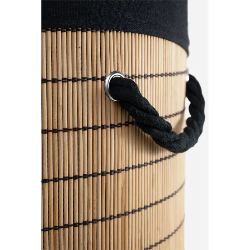 Cesto Ropero de Bambú Plegable con Tapa Redondo Teka - Ø35 x 50 cm
