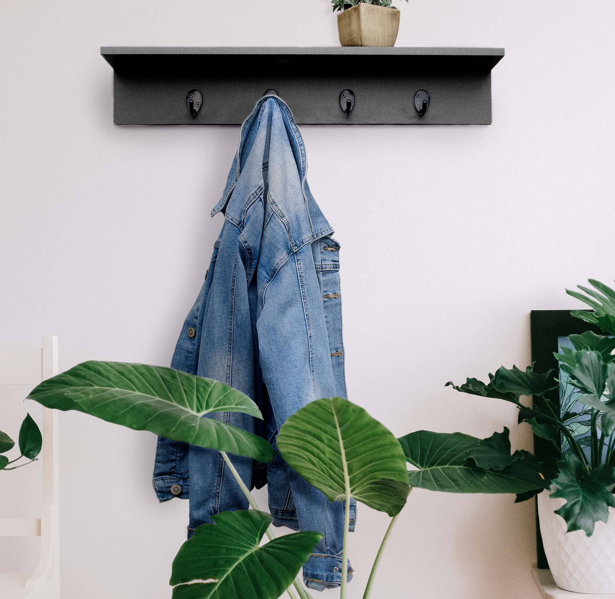 Estante perchero pared 60 cm Negro